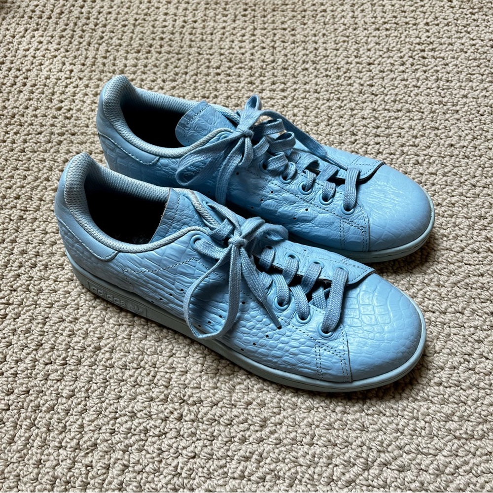 Adidas Stan Smith blue crocodile leather sneakers